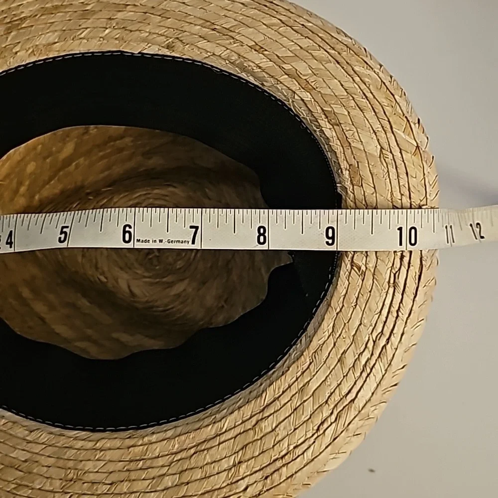 Stylish Straw Fedora with Red White and Blue Band